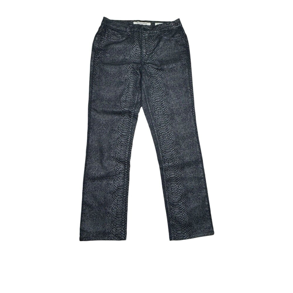 Jones New York Jeans Lexington Straight‎ Black Gray Snakeskin Pattern Size 8 EUC